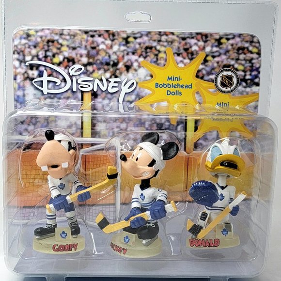Rare Disney Mini-Bobblehead Dolls Toronto Maple Leafs NHL Hockey Mickey Mouse - Picture 1 of 4